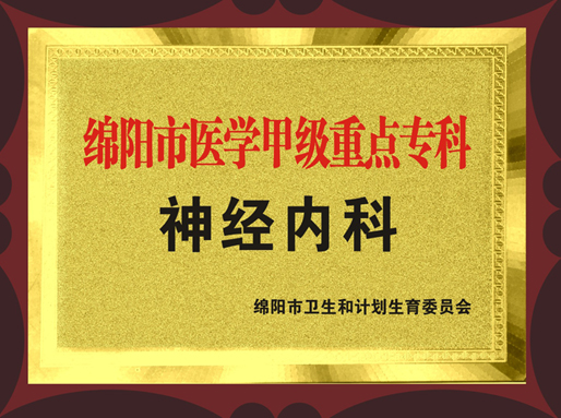 1绵阳市医学甲级重点专科 神经内科